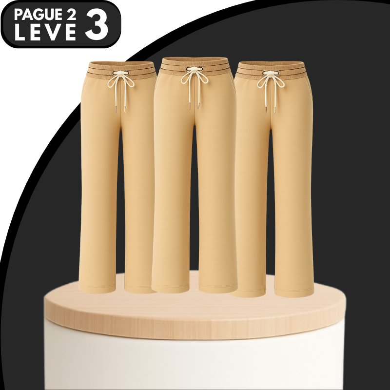 [Leve 3, Pague Só 2] Kit de 3 Calças Femininas Olina em Veludo (66% Rayon, 29% Nylon, 5% Elastano)