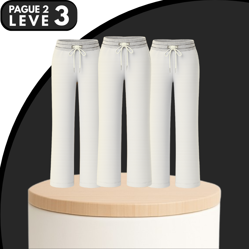 [Leve 3, Pague Só 2] Kit de 3 Calças Femininas Olina em Veludo (66% Rayon, 29% Nylon, 5% Elastano)