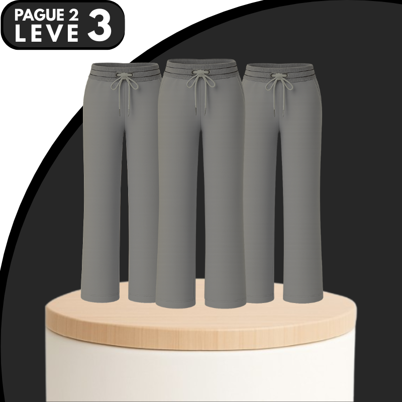 [Leve 3, Pague Só 2] Kit de 3 Calças Femininas Olina em Veludo (66% Rayon, 29% Nylon, 5% Elastano)
