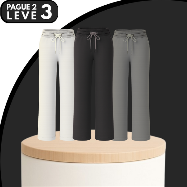 [Leve 3, Pague Só 2] Kit de 3 Calças Femininas Olina em Veludo (66% Rayon, 29% Nylon, 5% Elastano)
