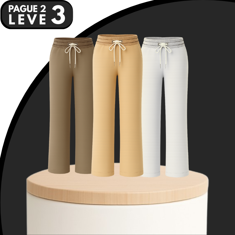 [Leve 3, Pague Só 2] Kit de 3 Calças Femininas Olina em Veludo (66% Rayon, 29% Nylon, 5% Elastano)