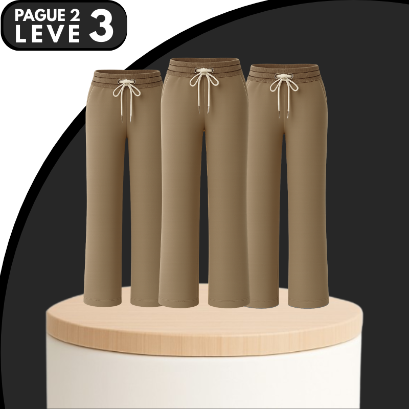 [Leve 3, Pague Só 2] Kit de 3 Calças Femininas Olina em Veludo (66% Rayon, 29% Nylon, 5% Elastano)