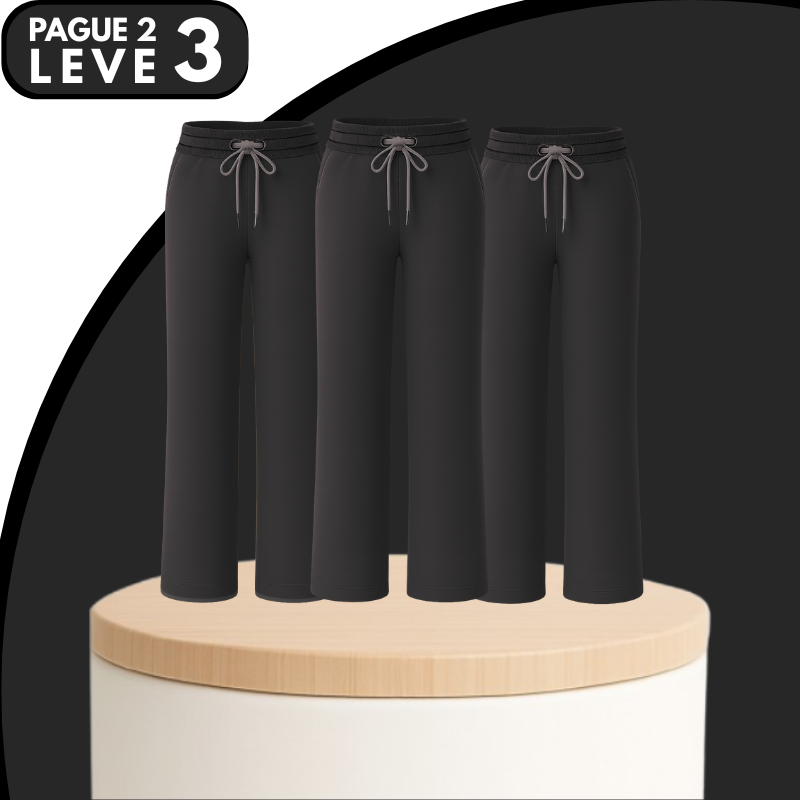 [Leve 3, Pague Só 2] Kit de 3 Calças Femininas Olina em Veludo (66% Rayon, 29% Nylon, 5% Elastano)